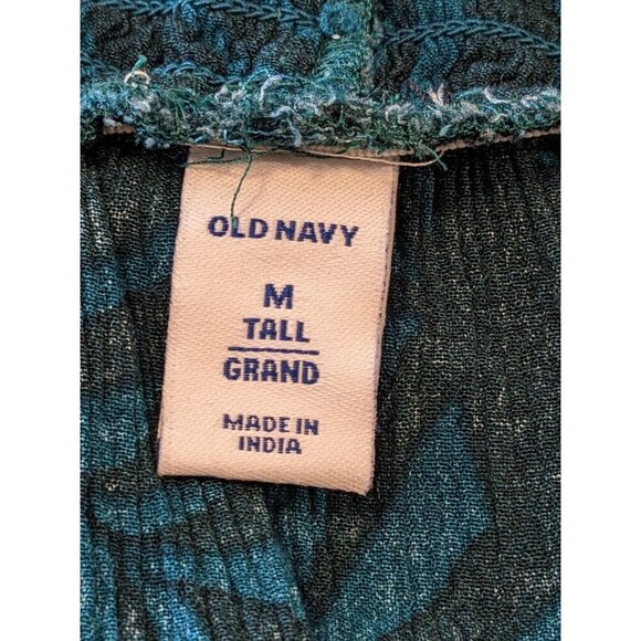 Old Navy Womens Womens Size M Tall Teal Tropical Off Shoulder Belted Jumpsuit - Picture 5 of 6